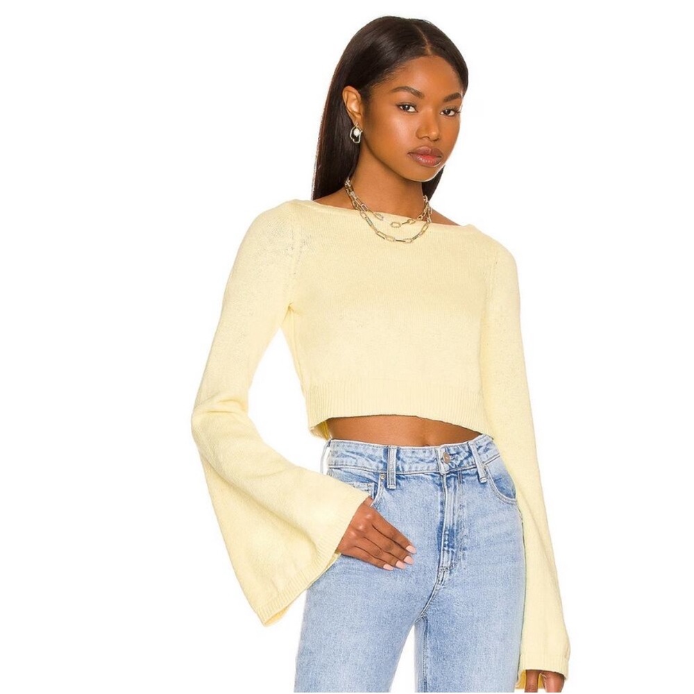 Lovers and Friends Kerrigan Cropped Sweater in Pastel Yellow